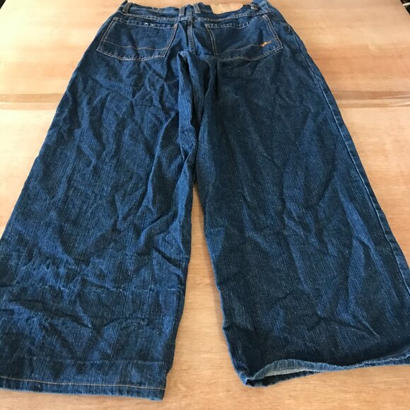 Rocawear Wide Leg Flare Jeans Women 20 Blue High Rise Dark Wash Stretch Skater - Picture 2 of 13